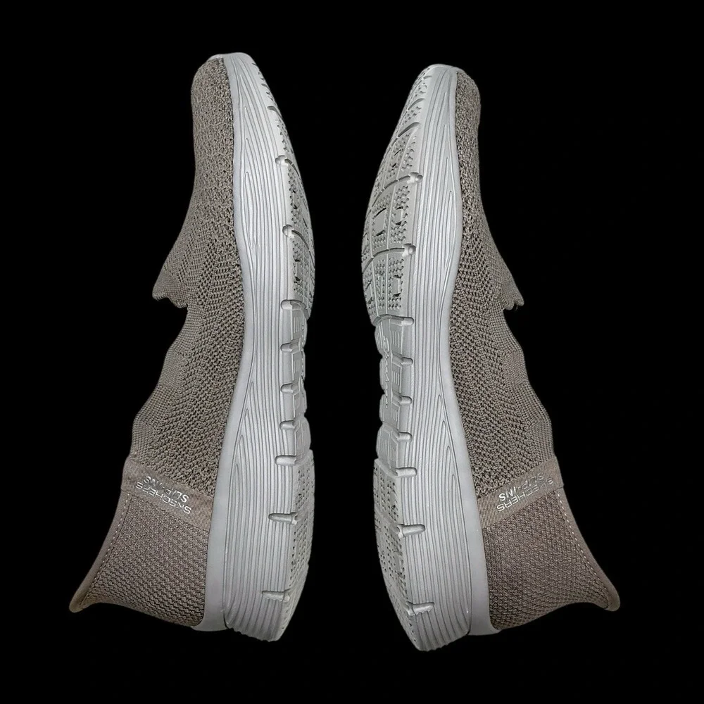 Skechers Sneakers Women 8.5 Taupe Seager Believe It Slip On Shoes Comfort